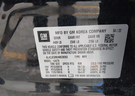 2022 Buick Encore Awd Preferred из США, поврежденный, VIN KL4CJESM6NB539283